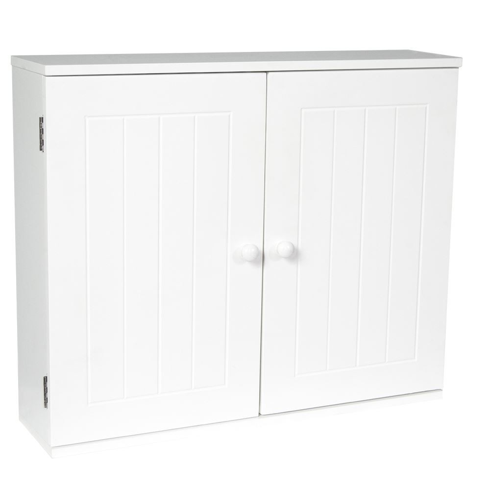 White Wood Bathroom Wall Cabinet
 Bathroom Wall Cabinet Double Door Storage Cupboard Wooden