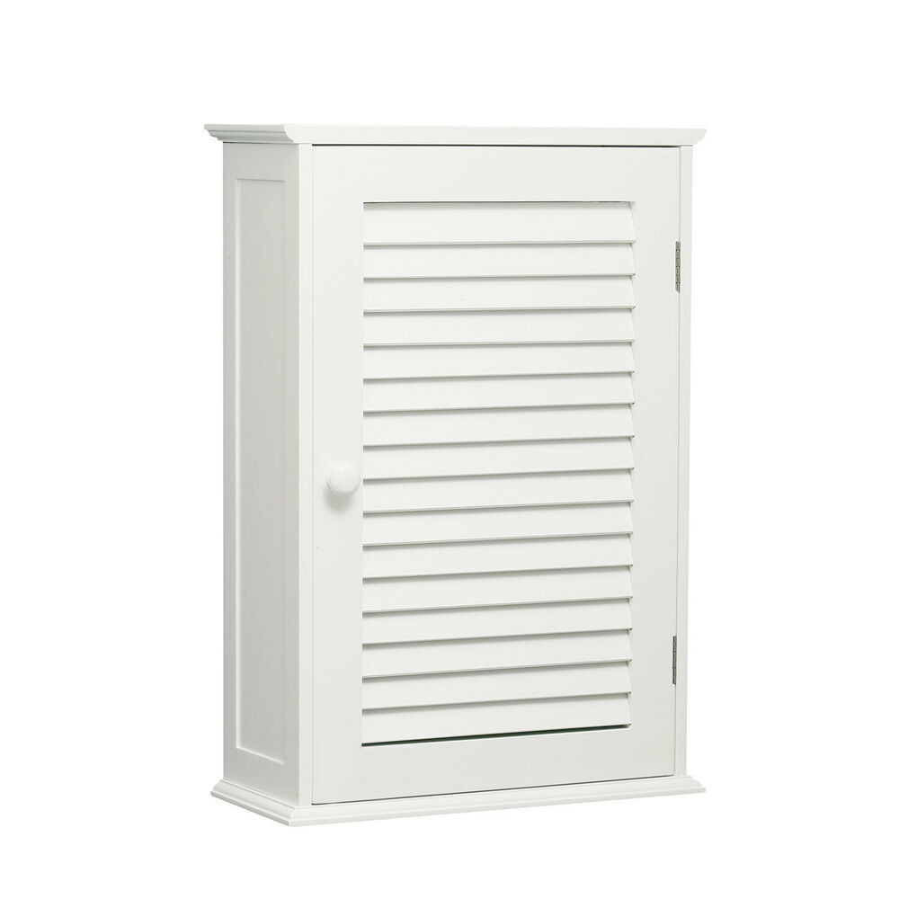 White Wood Bathroom Wall Cabinet
 White Wood Finish Single Wall Mounted Cabinet Cupboards