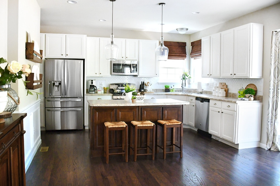 White Wood Kitchen Cabinets
 White Cabinets Dark Kitchen Island for Your Home
