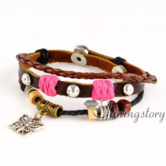 Wholesale Leather Bracelets
 butterfly leather bracelets wholesale leather wrap