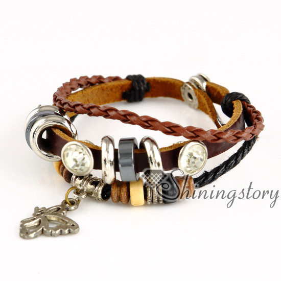 Wholesale Leather Bracelets
 butterfly leather bracelets wholesale leather wrap