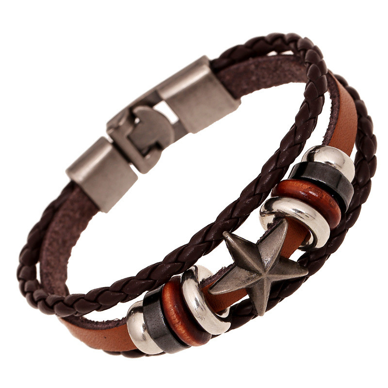 Wholesale Leather Bracelets
 wholesale genuine leather bracelet charm star wrap