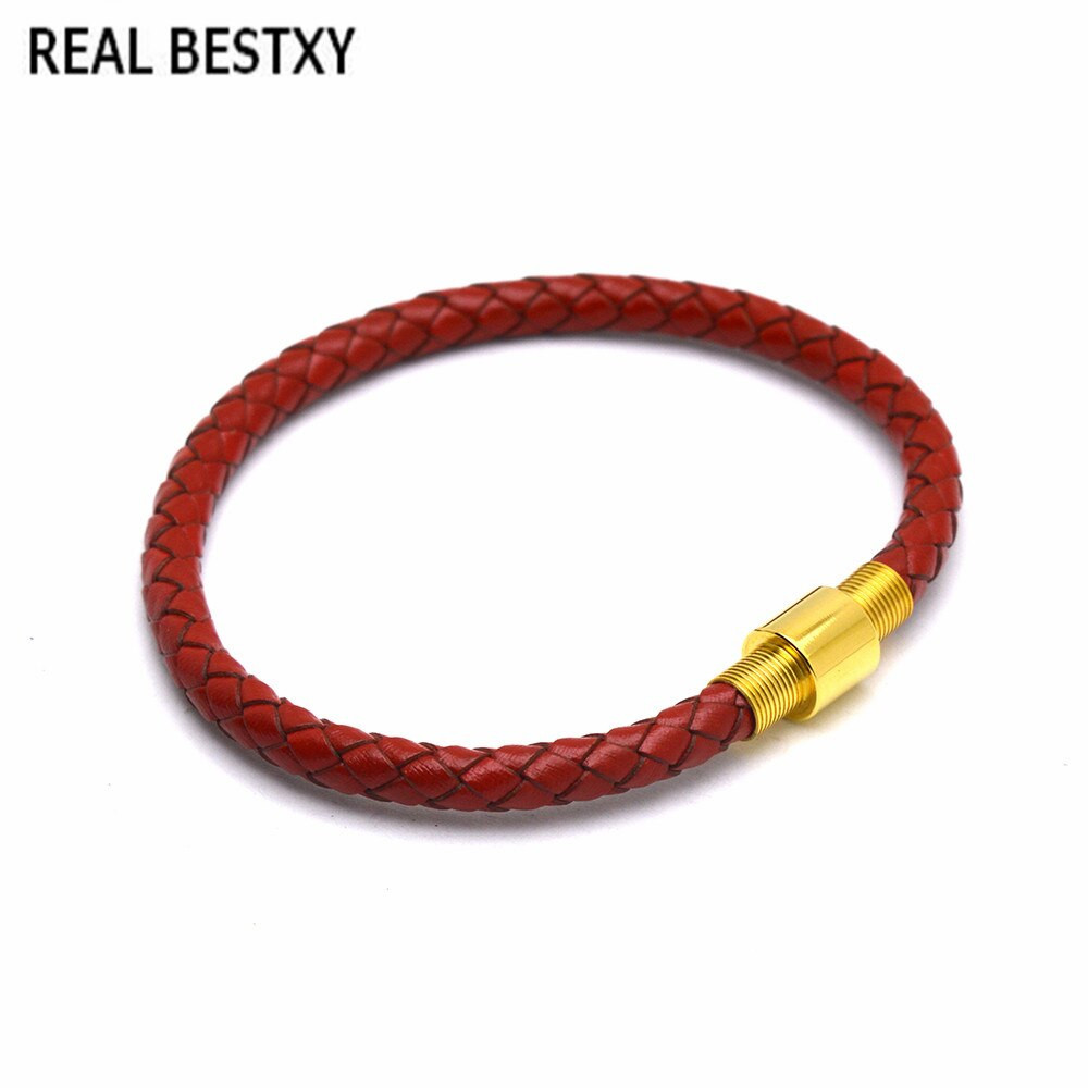 Wholesale Leather Bracelets
 REAL BESTXY 5mm genuine leather bracelet for woman and men