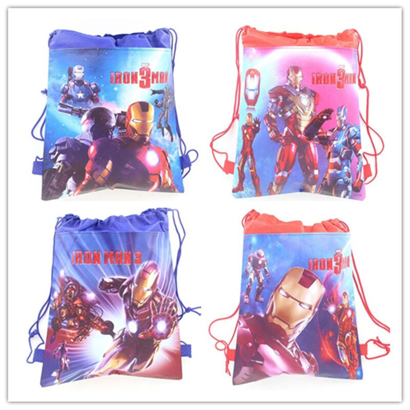 Wholesale Party Favors Kids
 24pcs Wholesale Iron Man 3 Drawstring School Backpack for