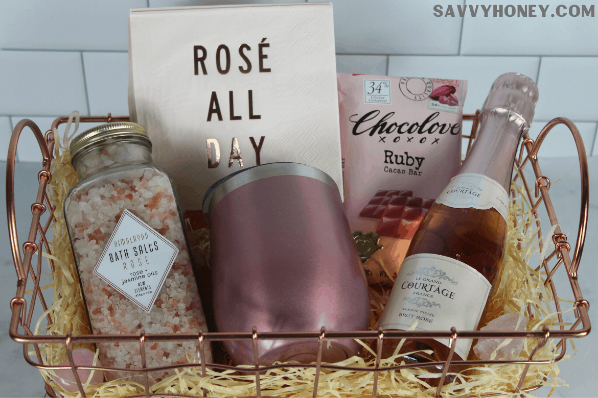 Wine Themed Gift Basket Ideas
 Cute DIY Rosé Wine Gift Basket Idea For Women Savvy Honey