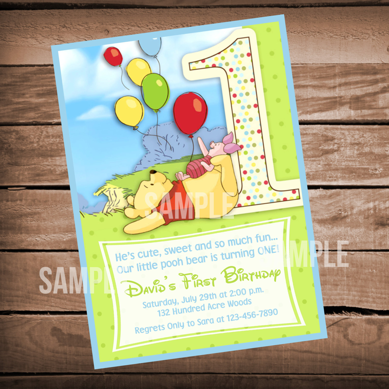 Winnie The Pooh 1st Birthday Invitations
 Winnie the Pooh 1st Birthday Invitation