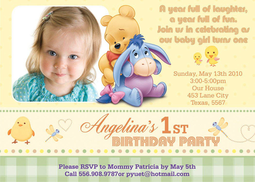 Winnie The Pooh 1st Birthday Invitations
 Winnie The Pooh Invitations For 1st Birthday