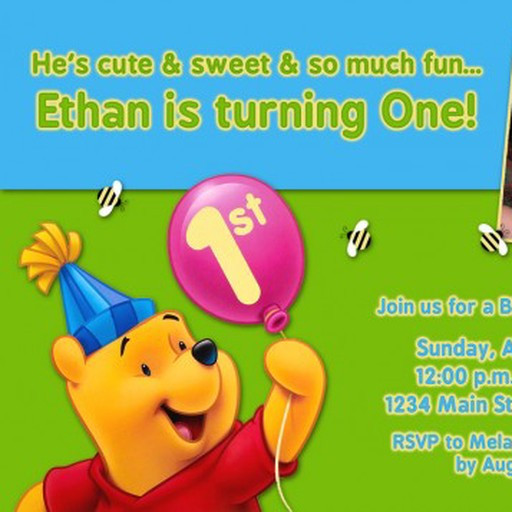 Winnie The Pooh 1st Birthday Invitations
 Custom Birthday Invitation Winnie the Pooh 1st