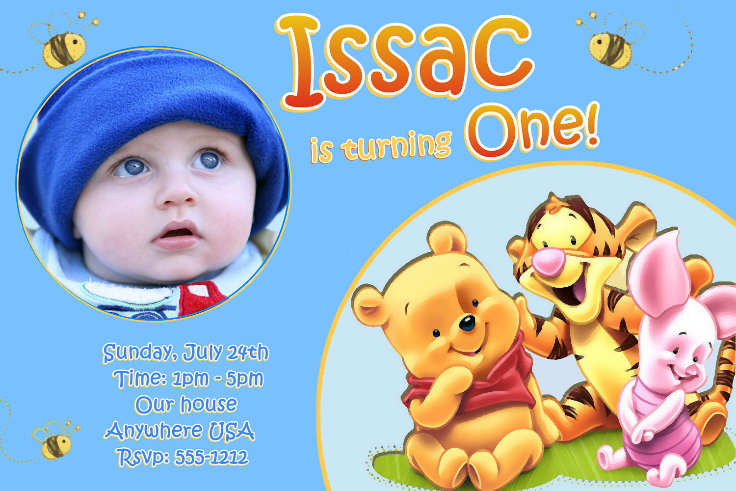 Winnie The Pooh 1st Birthday Invitations
 Winnie the Pooh 1st Birthday Invitations Printable