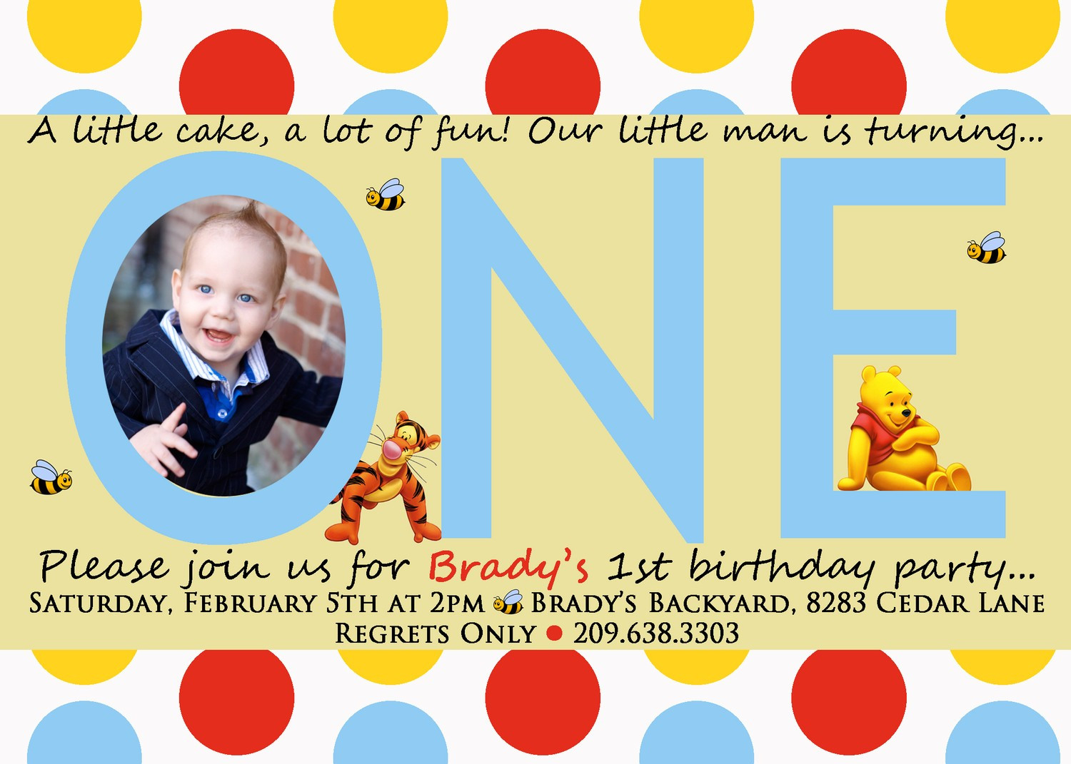 Winnie The Pooh 1st Birthday Invitations
 Winnie The Pooh Invitations For 1st Birthday