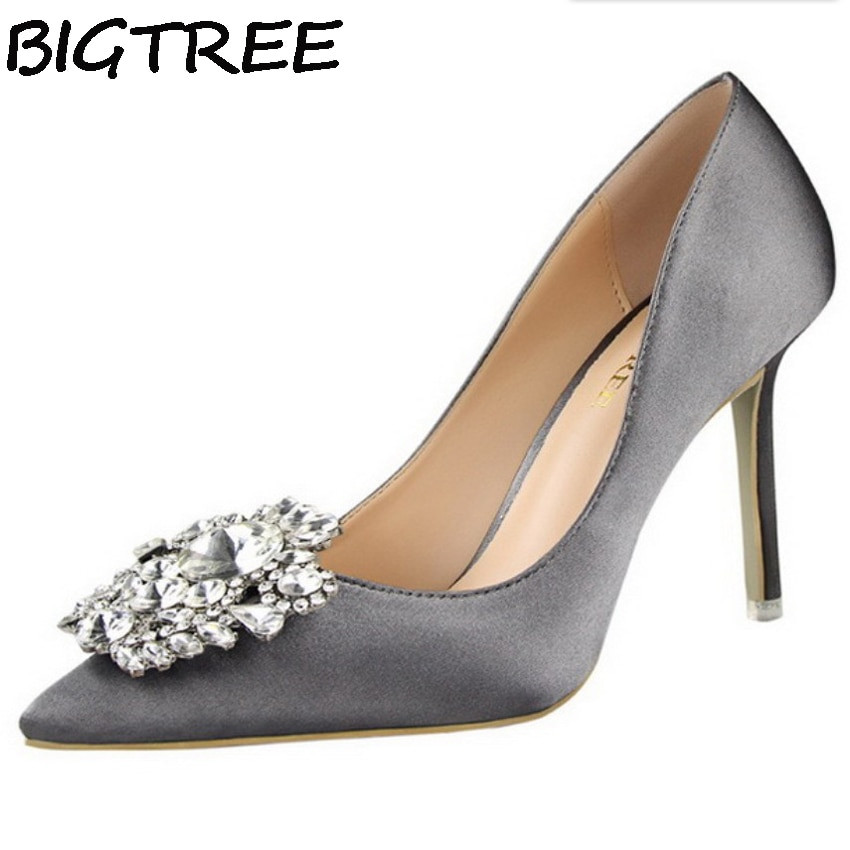 Womens Wedding Shoes
 BIGTREE Silver Gray Black Women Bridal Wedding Shoes Faux