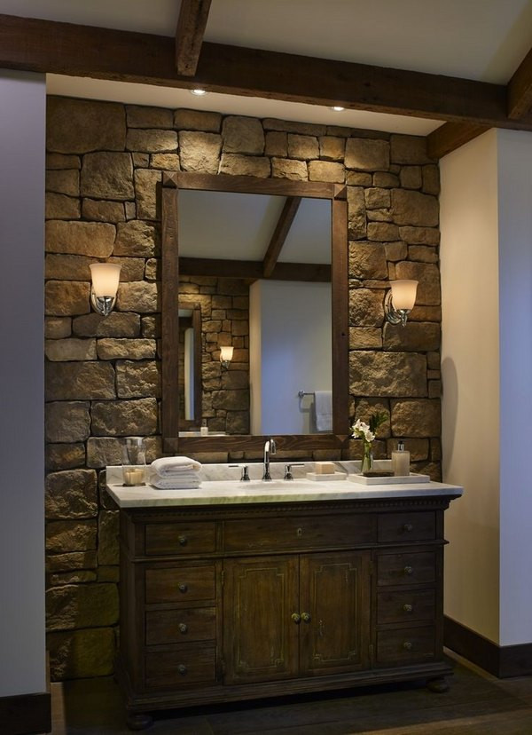 Wood Accent Wall Bathroom
 Stone bathroom ideas – original decorations with great