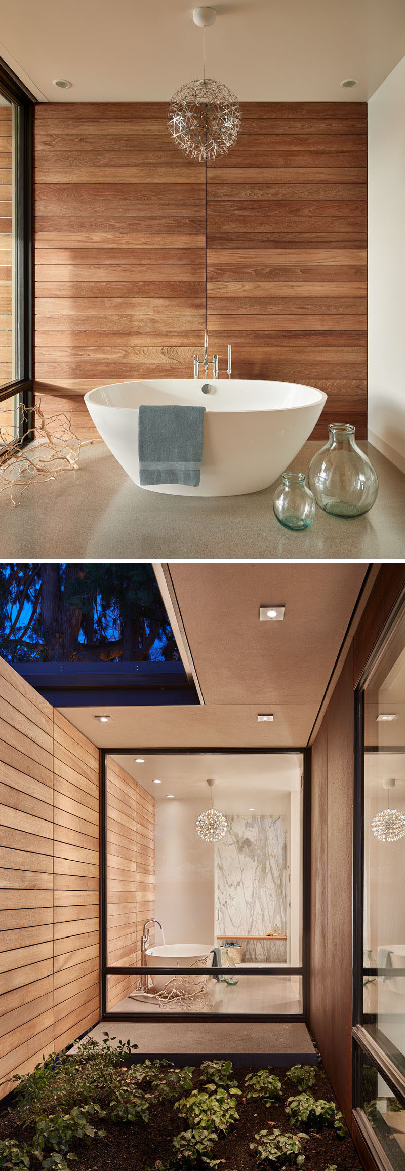 Wood Accent Wall Bathroom
 The Union Bay Residence By DeForest Architects