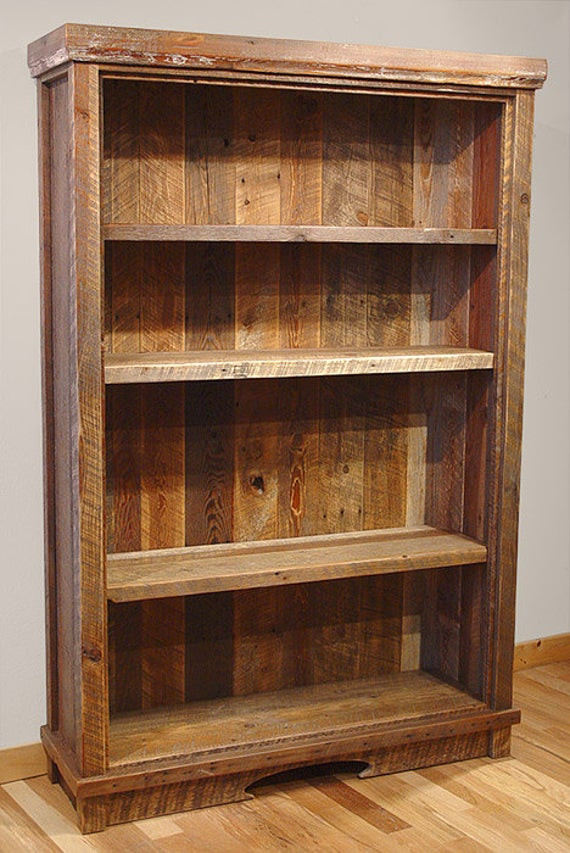 Wood Bookshelf DIY
 Reclaimed barn wood Rustic Heritage Bookcase