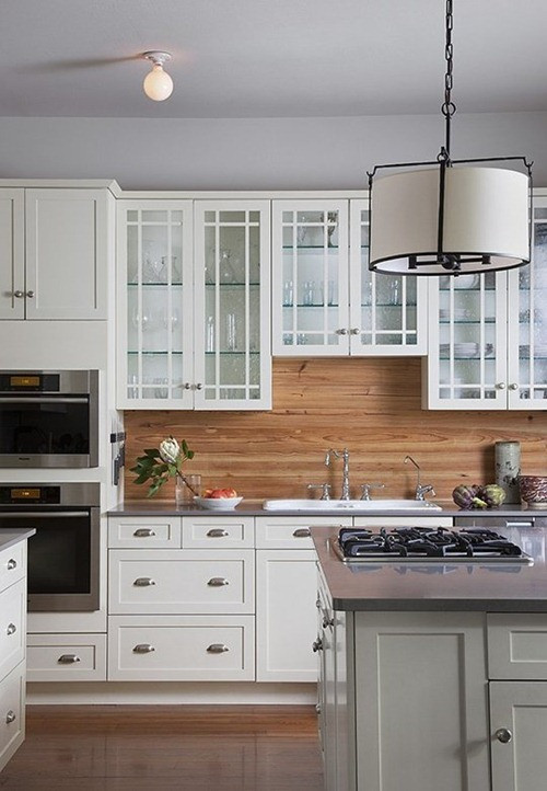 Wood Kitchen Backsplash
 The Backsplash Other Than Tile from Thrifty Decor Chick