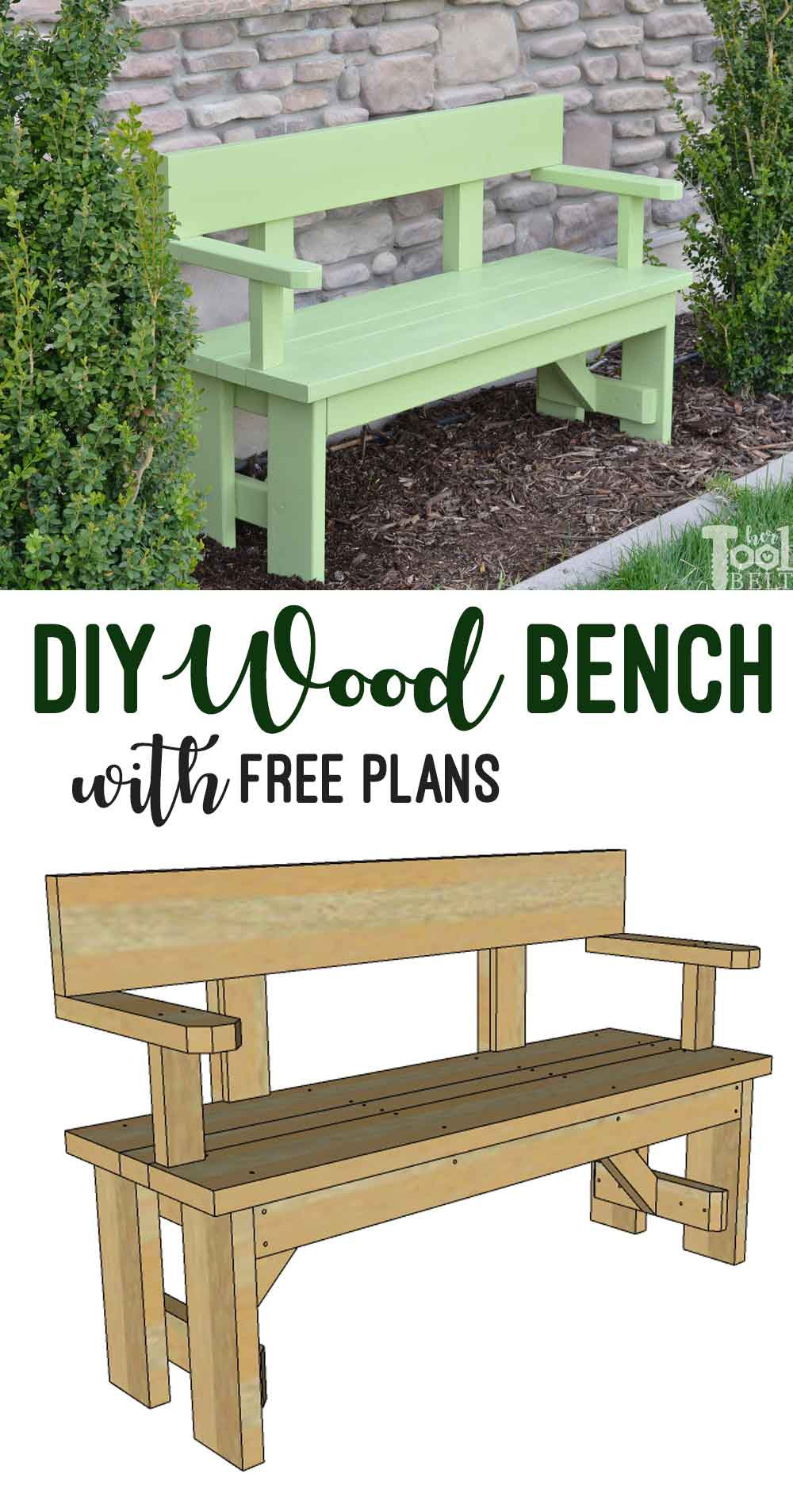 Wooden Bench DIY
 DIY Wood Bench with Back Plans Her Tool Belt