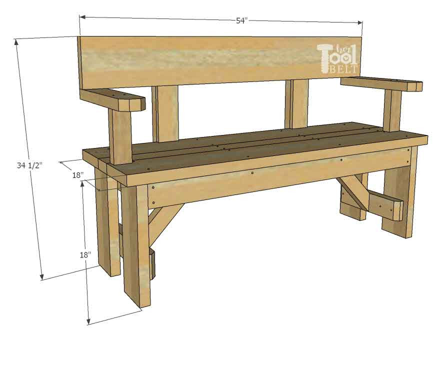 Wooden Bench DIY
 DIY Wood Bench with Back Plans Her Tool Belt