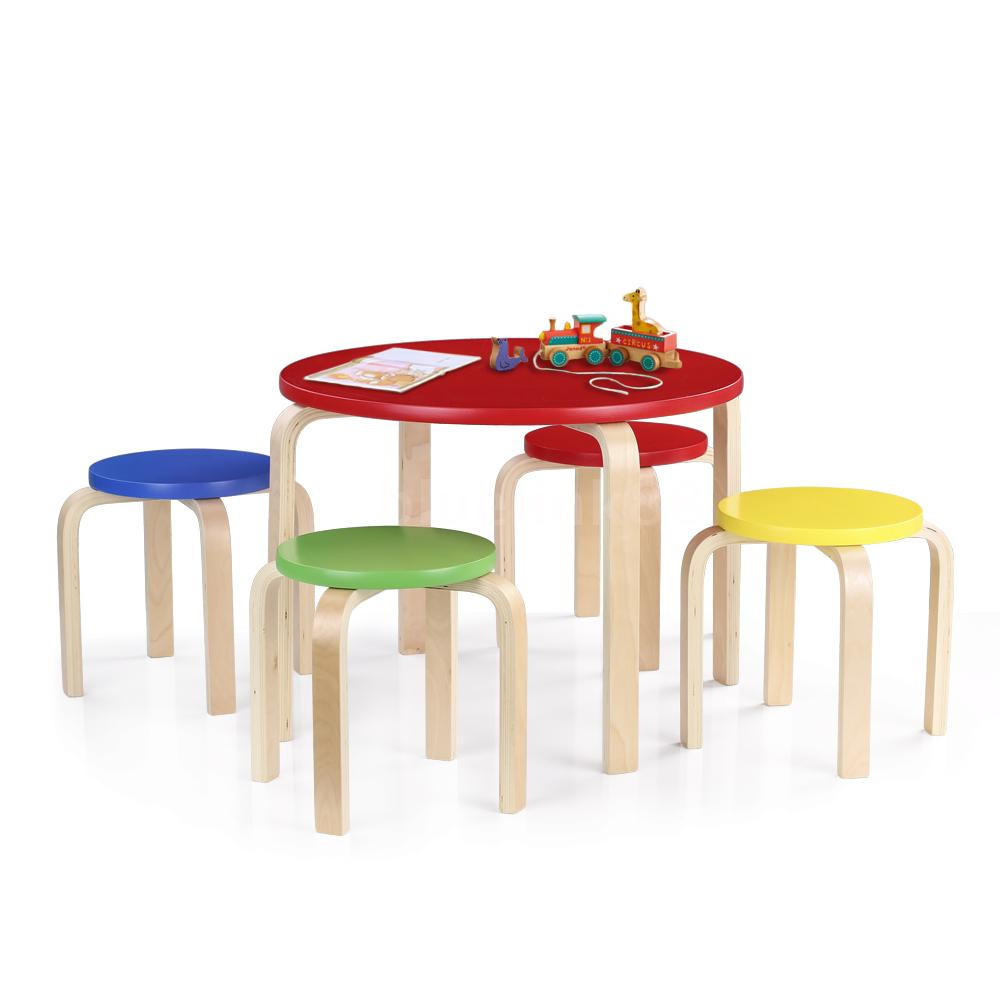 Wooden Kids Table
 Solid Wood Kids Table and 4 Chairs Set Furniture Toddler