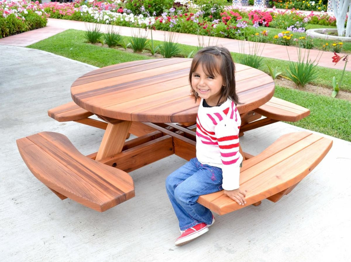 Wooden Kids Table
 Kid Size Round Wood Picnic Table Kit