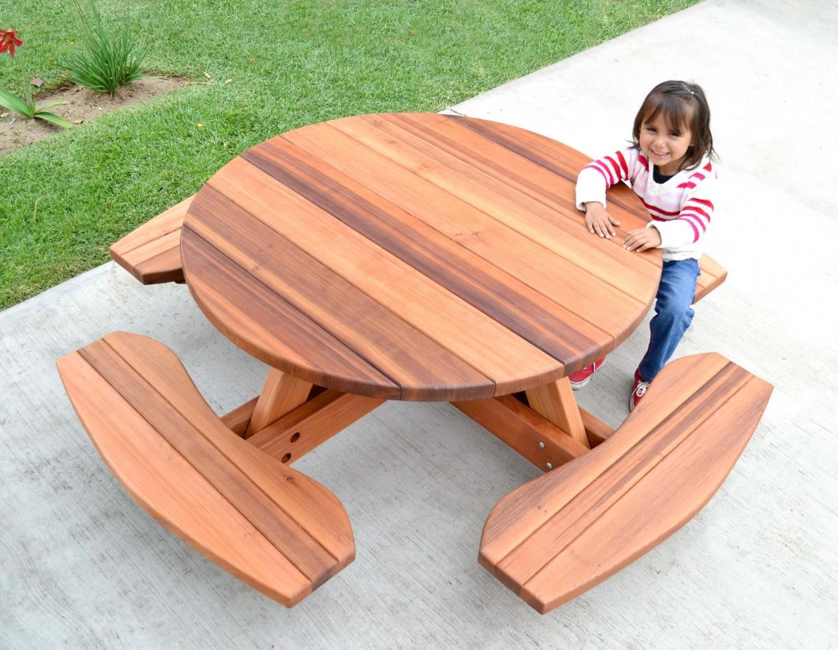 Wooden Kids Table
 Kid Size Round Wood Picnic Table Kit