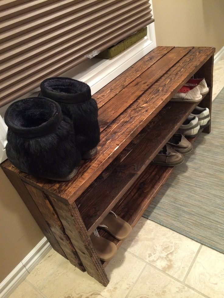 Wooden Shoe Rack DIY
 Pallet Shoe Rack Simple but rustically elegant