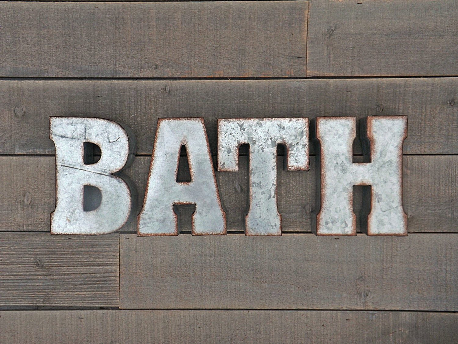 Words On Bathroom Walls
 BATH Metal Letter Wall Word Bathroom Wall Decor Industrial