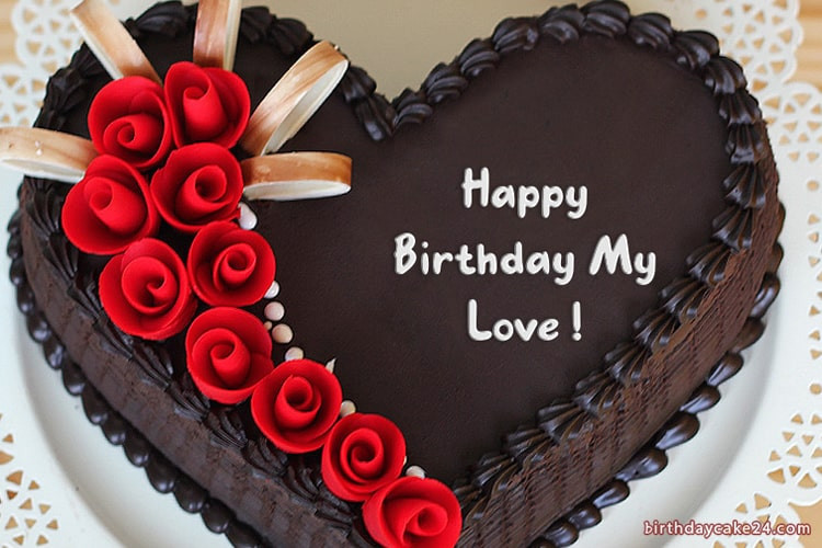 Write Name On Birthday Cake
 Write Name The Most Romantic Heart Birthday Cake