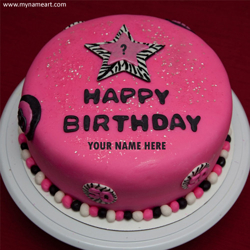 Write Name On Birthday Cake
 Write Name Pink Birthday Cake With Year