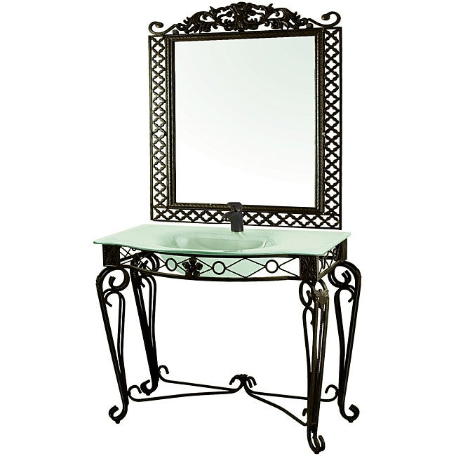 Wrought Iron Bathroom Mirror
 Decolav Wrought Iron Vanity with Sink and Matching Mirror