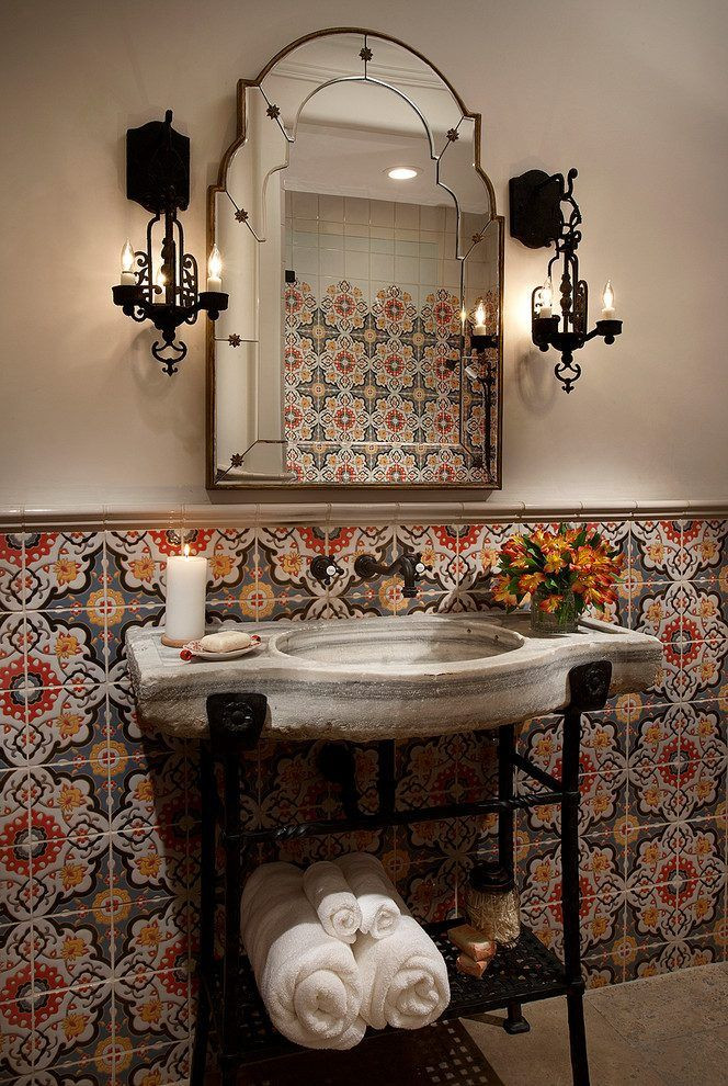 Wrought Iron Bathroom Mirror
 wrought iron mirrors powder room mediterranean with framed