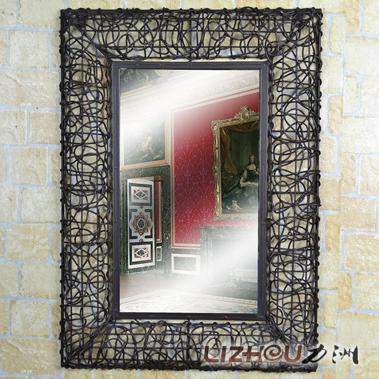 Wrought Iron Bathroom Mirror
 Wrought Iron carved Yiyuan rattan frame mirror decorative