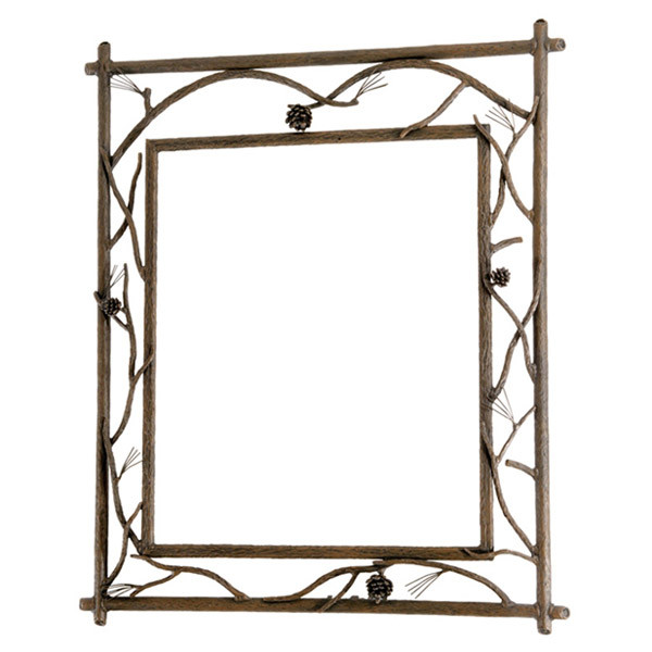 Wrought Iron Bathroom Mirror
 Rustic Pine Branched Wall Mirror