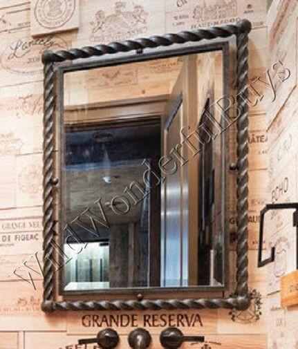 Wrought Iron Bathroom Mirror
 Twisted Metal Wall Mirror Antique Bronze 35"H Foyer