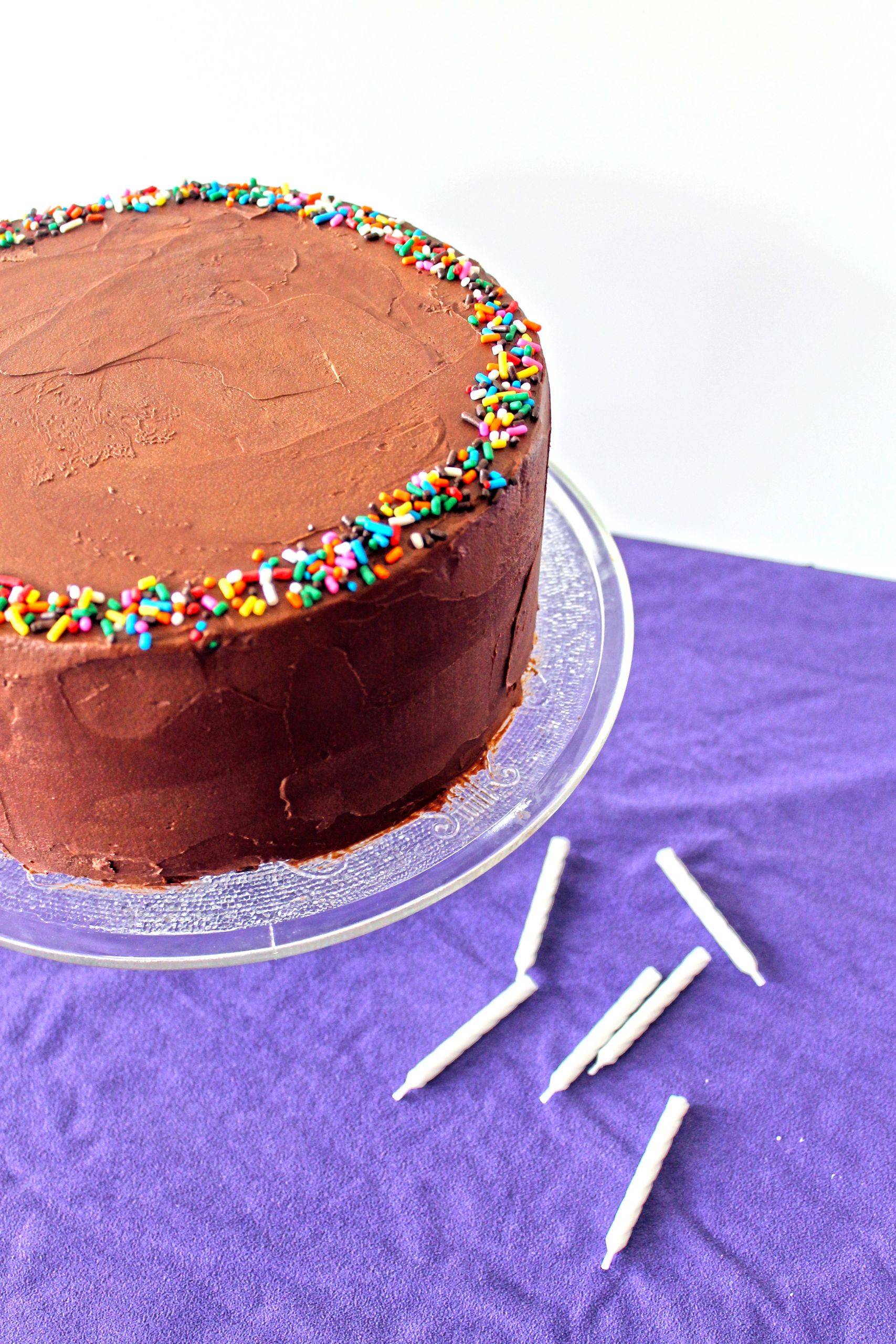 Yellow Birthday Cake
 Yellow Birthday Cake with Fluffy Chocolate Ganache Frosting