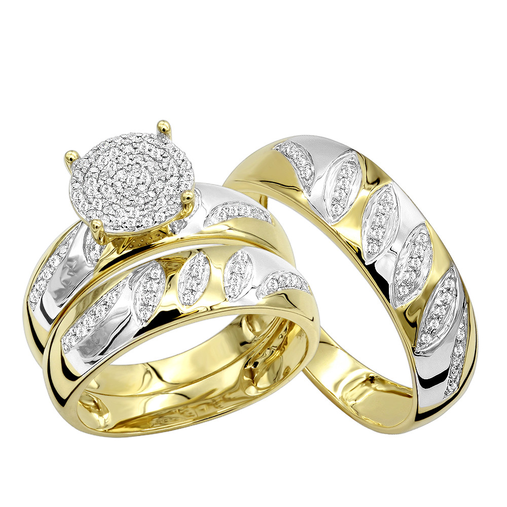 Yellow Gold Wedding Rings Sets For His And Her
 10K Gold 0 4 ct Diamond His & Hers Engagement & Wedding