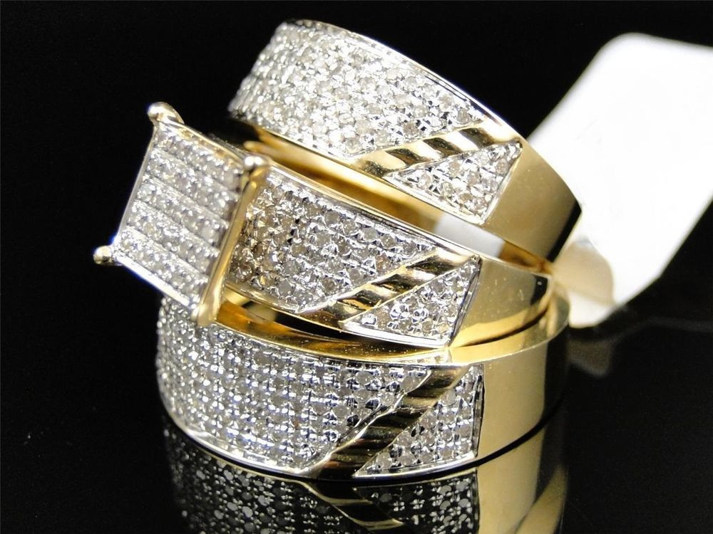 Yellow Gold Wedding Rings Sets For His And Her
 His Her Men Womens Diamond Rings Set Wedding Bridal Band