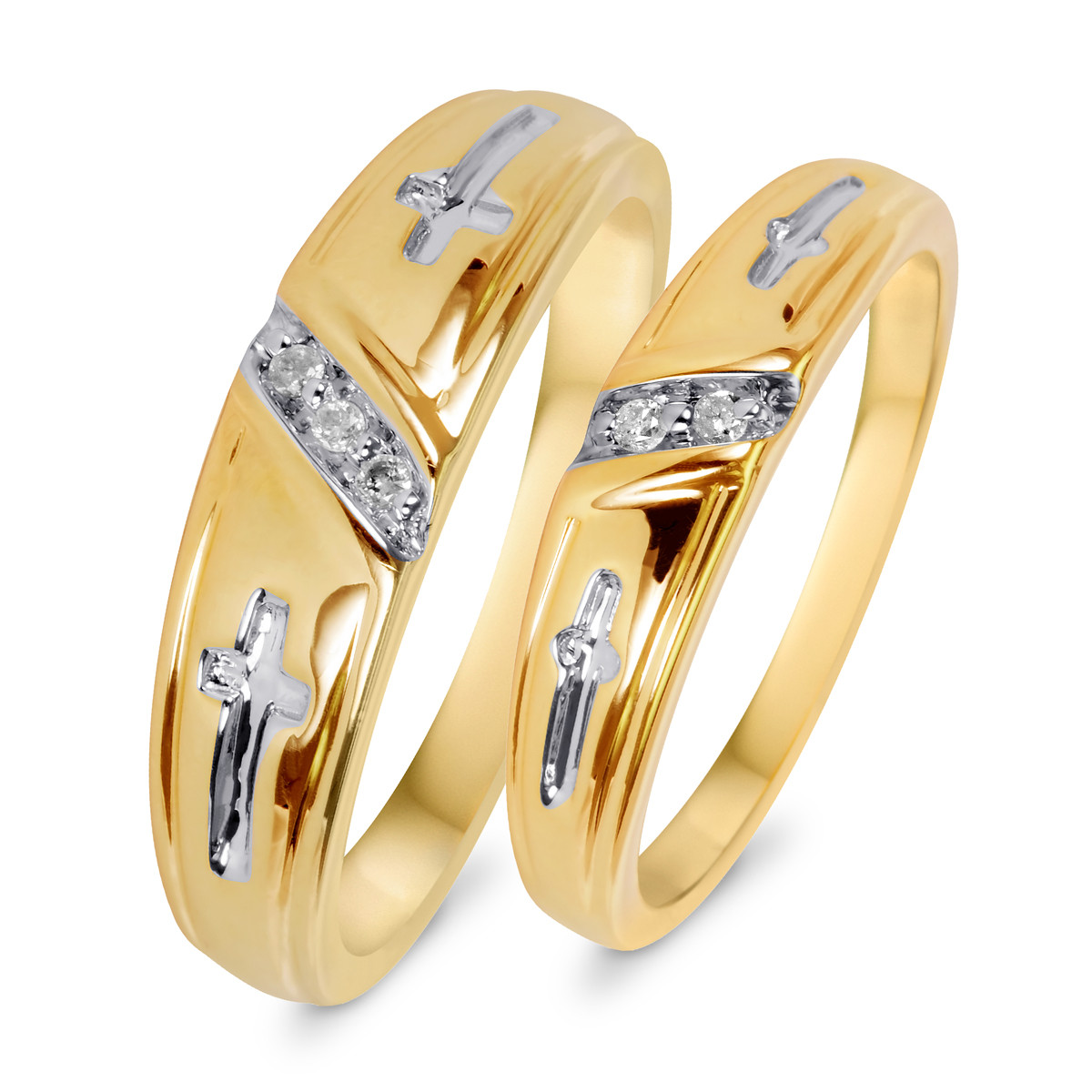 Yellow Gold Wedding Rings Sets For His And Her
 1 20 Carat T W Diamond His And Hers Wedding Band Set 14K