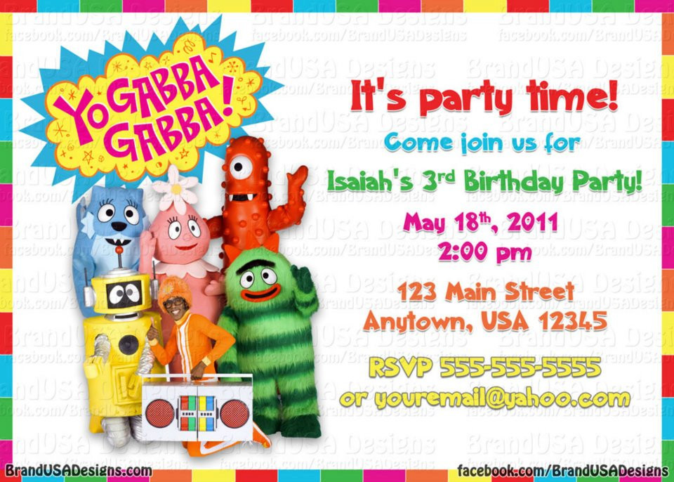 Yo Gabba Gabba Birthday Invitations
 Yo Gabba Gabba Birthday Invitations