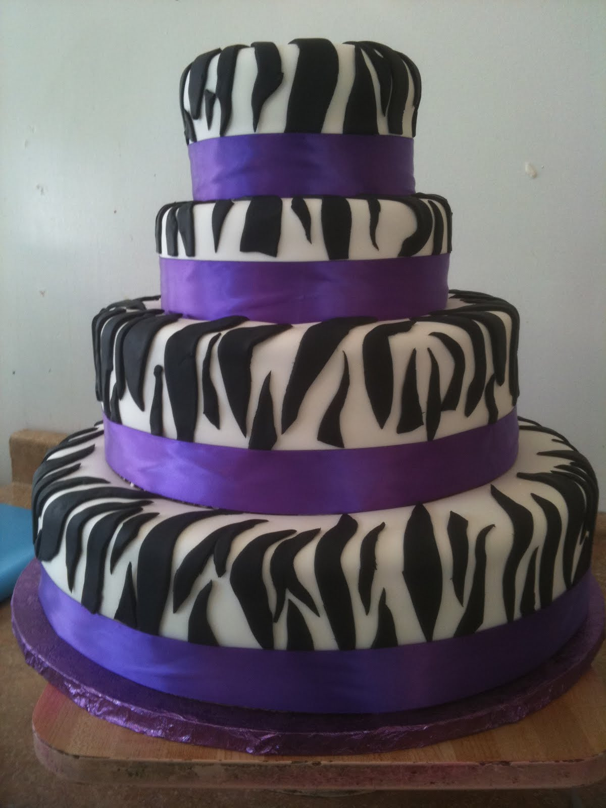 Zebra Birthday Cake
 Hector s Custom Cakes purple zebra 3 tier stacked