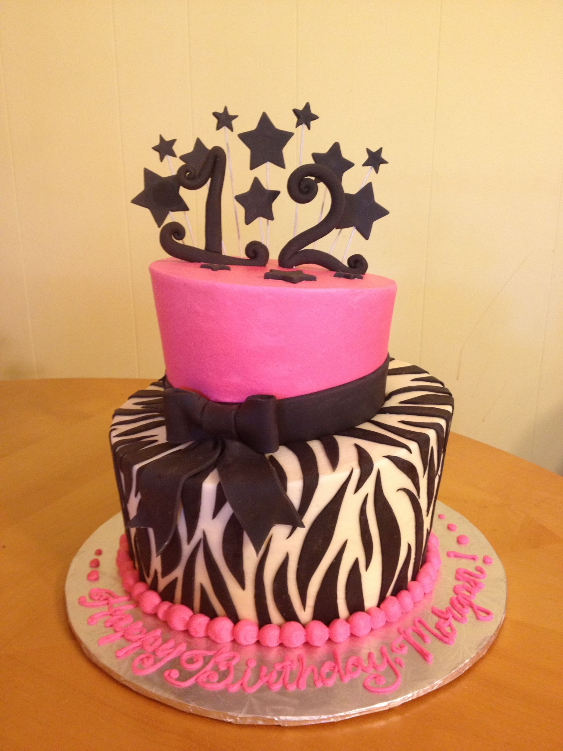 Zebra Print Birthday Cake
 Topsy Turvy Zebra Print & Pink Birthday Cake