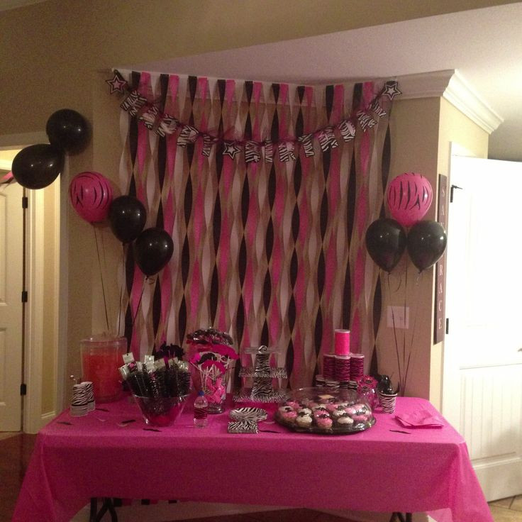 Zebra Print Birthday Decorations
 Pink and Zebra print Mustache Party Party Ideas