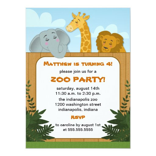 Zoo Birthday Invitations
 Kids Zoo Birthday Party Invitations