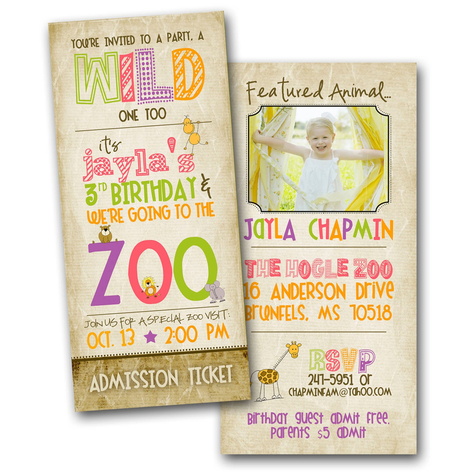 Zoo Birthday Invitations
 Zoo Birthday Invitation featuring YOU GIRL