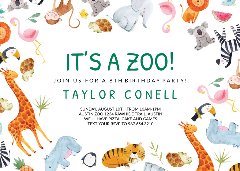 Zoo Birthday Invitations
 Its A Zoo Birthday Invitation Template free