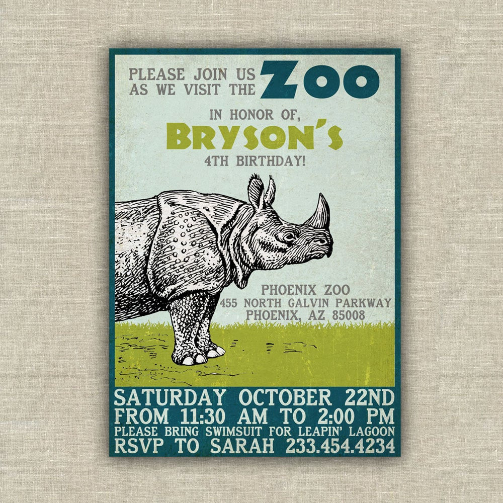 Zoo Birthday Invitations
 Zoo birthday invitation safari birthday invitation printable