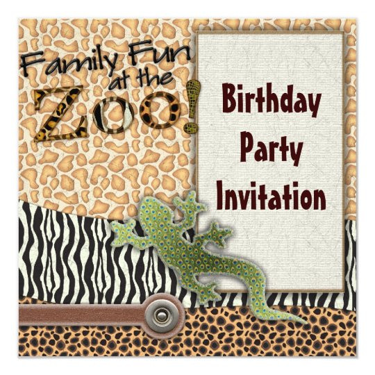 Zoo Birthday Invitations
 Lizard Zebra Safari Zoo Birthday Party Invitation