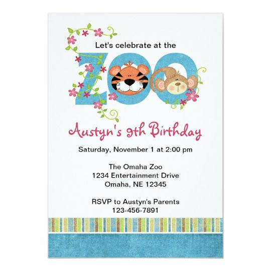 Zoo Birthday Invitations
 Zoo Birthday Party Invitations