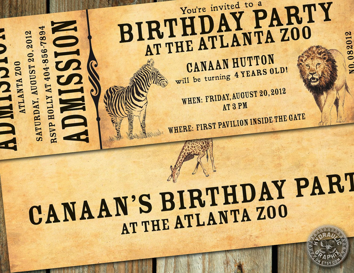 Zoo Birthday Invitations
 Zoo Birthday Party Ticket Invitation for a by